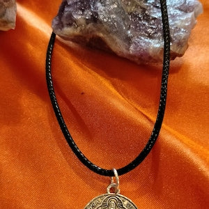 St Benedict Lucky charm necklace. Saint Benedict Catholic protection pendant, Lucky charm necklace on 18 in blck adjustable chain