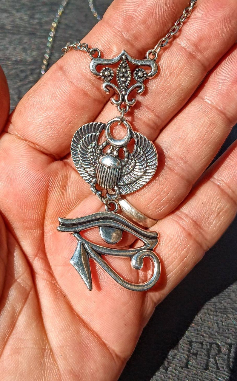 Eye Of Horus Amulet, Scarab Beetle Amulet, Protection Pendant, Egyptian Gods, Egyptian, Wejat Eye Amulet, Ancient Egypt, Eye of Protection