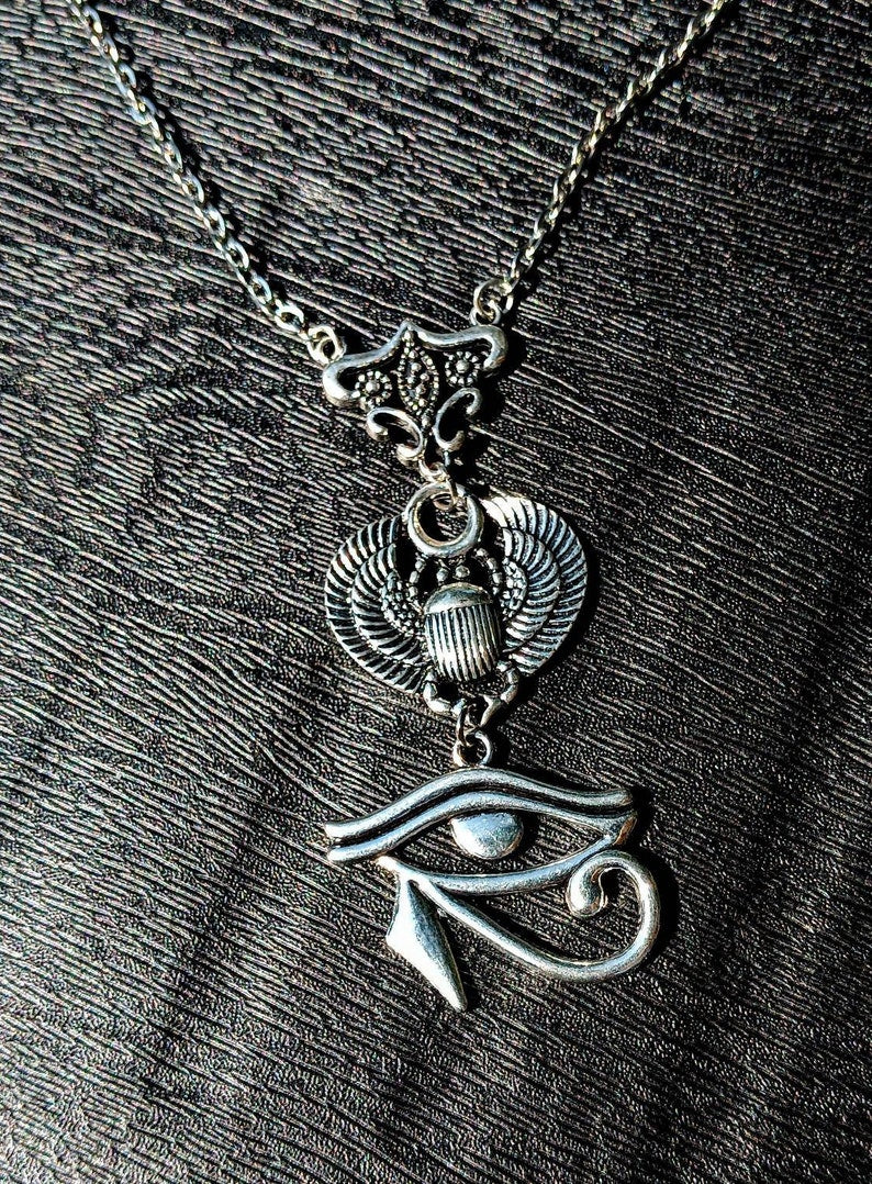 Eye Of Horus Amulet, Scarab Beetle Amulet, Protection Pendant, Egyptian Gods, Egyptian, Wejat Eye Amulet, Ancient Egypt, Eye of Protection
