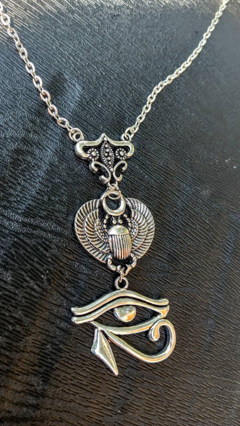 Eye Of Horus Amulet, Scarab Beetle Amulet, Protection Pendant, Egyptian Gods, Egyptian, Wejat Eye Amulet, Ancient Egypt, Eye of Protection
