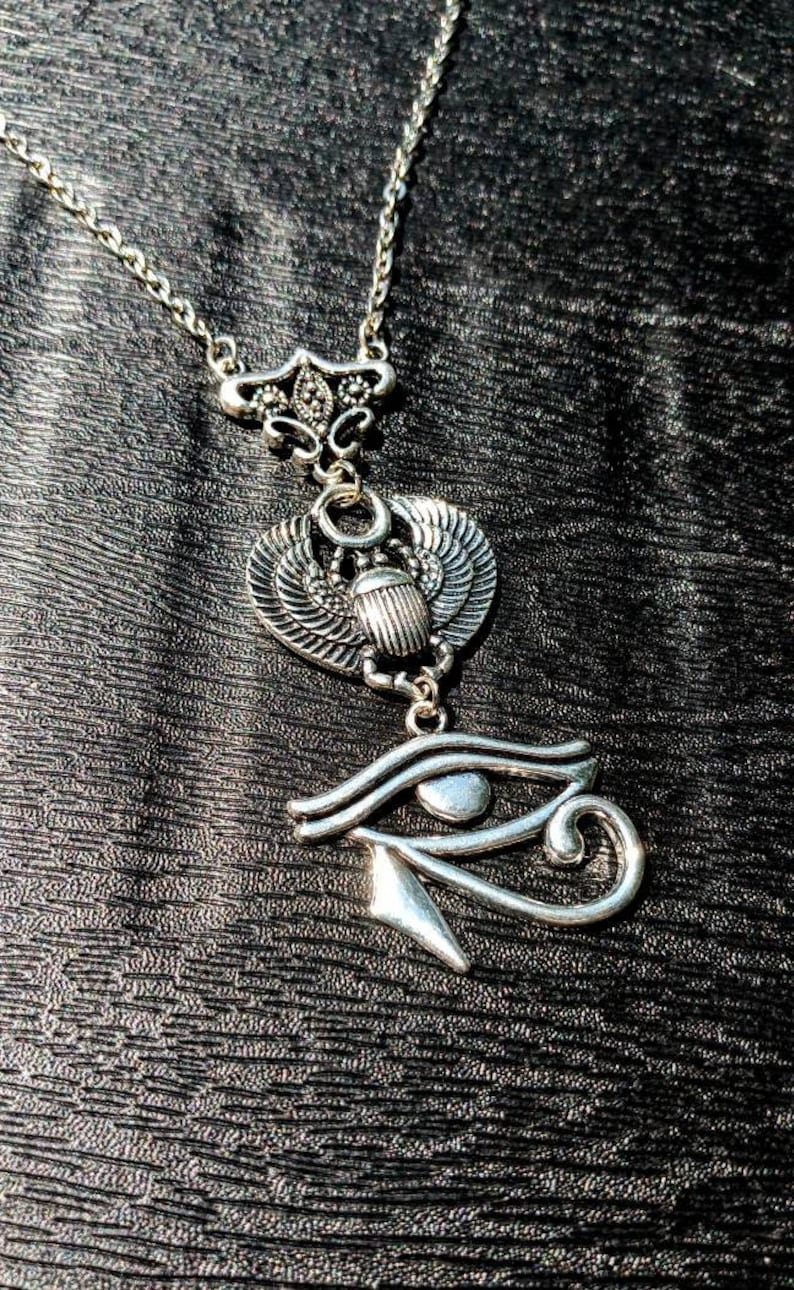 Eye Of Horus Amulet, Scarab Beetle Amulet, Protection Pendant, Egyptian Gods, Egyptian, Wejat Eye Amulet, Ancient Egypt, Eye of Protection