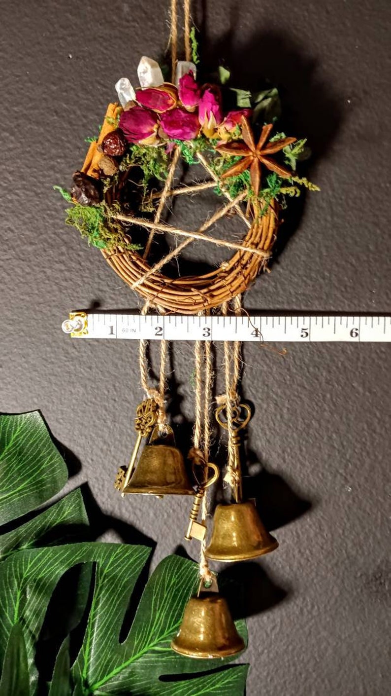 Witch Bells, Witch Wreath, Witches Bells, Pentacle & Herbs, Crystals and Herbs Wreath, Hecate's Keys Wreath, Protection Amulet, Home Amulet