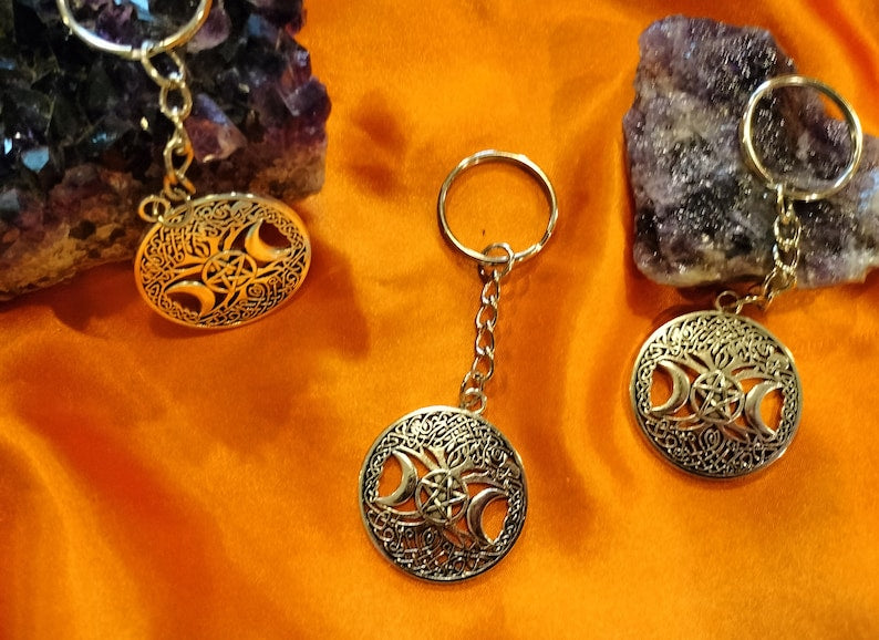 Triple moon goddess star pendant charm