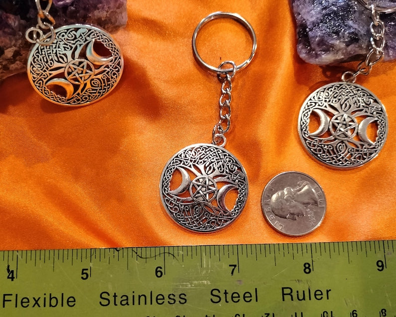 Triple moon goddess star pendant charm