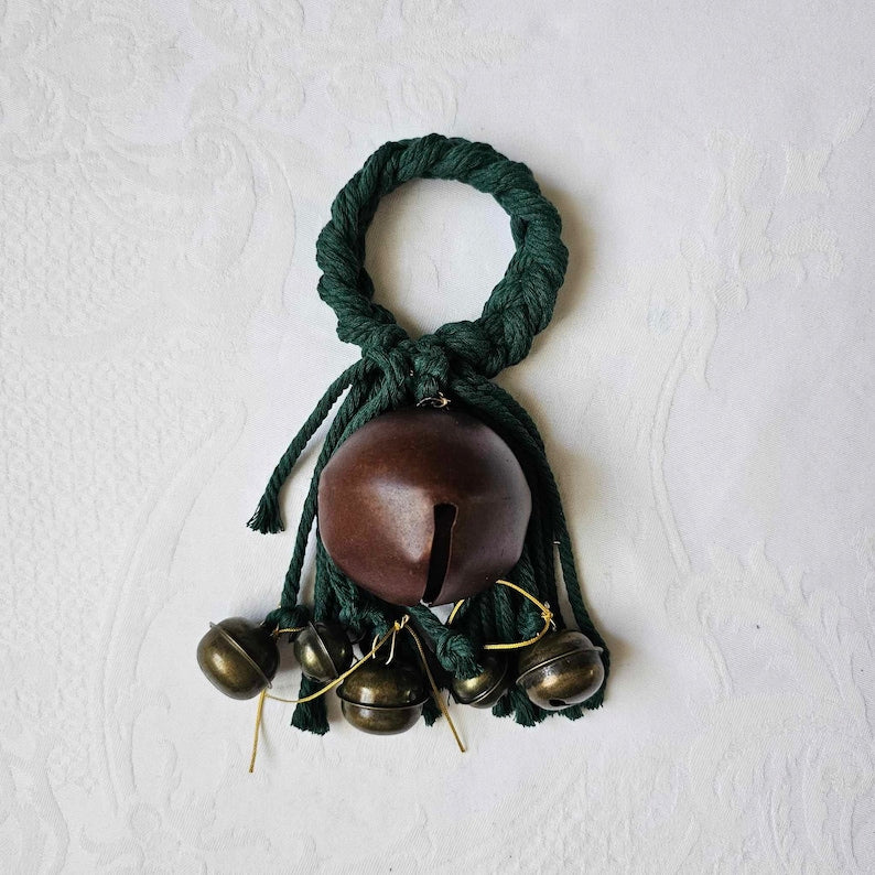 Handmade Witch Bells: Deep Green Spiritual Door Ward