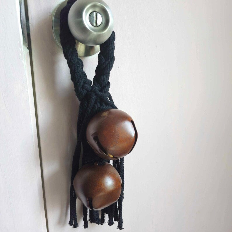 Handmade Witch Bells: Large Double Bells, Black Spiritual Ward