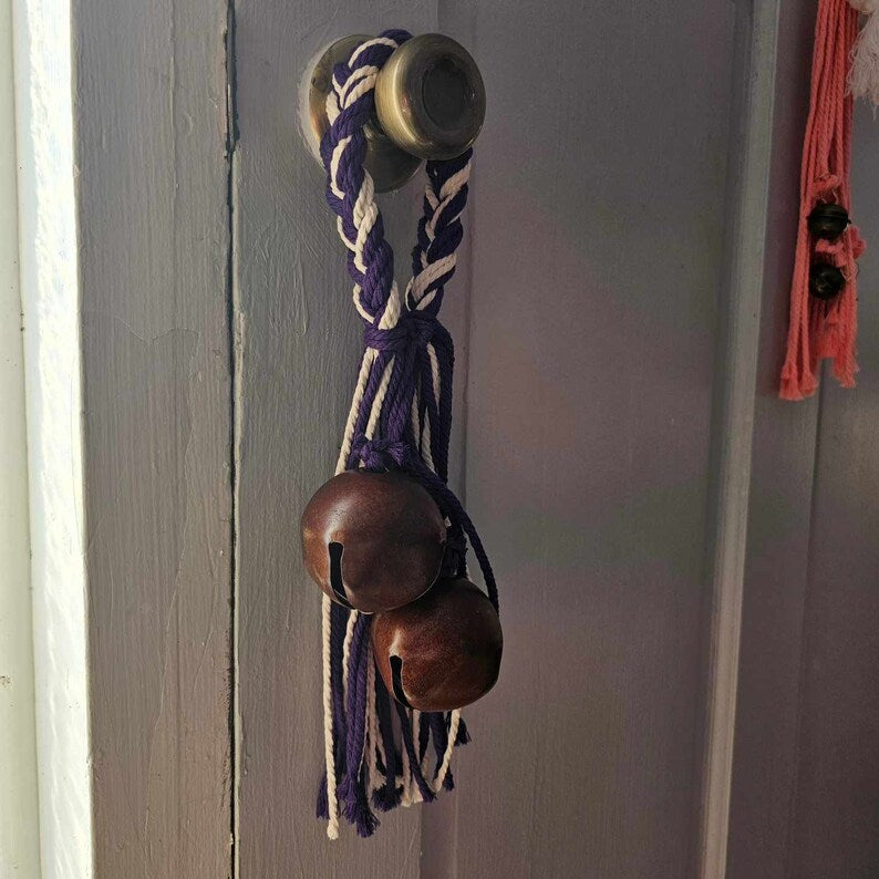 Handmade Witch Bells: Purple & White Spiritual Ward Decor