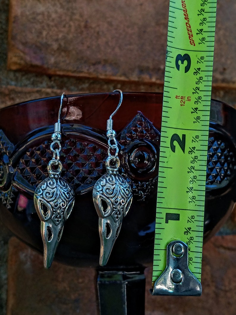 Raven Earrings, Crow Dangle Earrings, Silvertone Raven Dangles, Silvertone Crow Dangles, Gothic Raven Earrings, The Raven Earrings