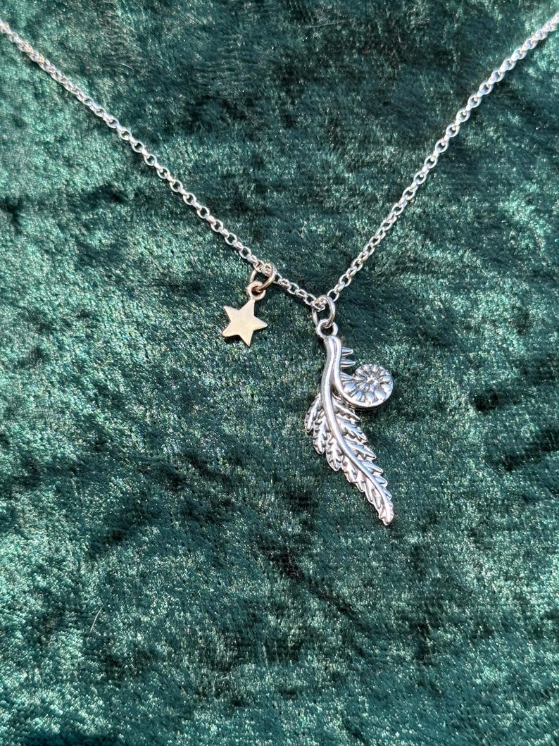 Stirling Silver And Bronze Twilight Fern Necklace