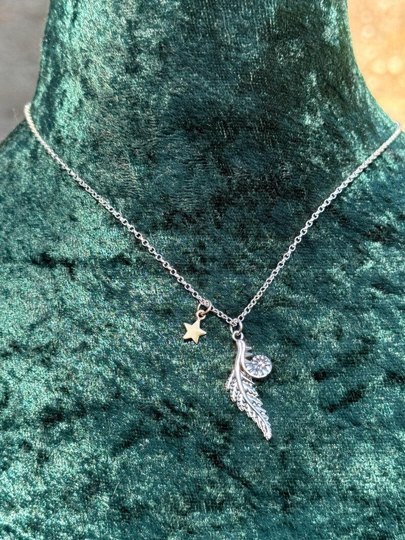 Stirling Silver And Bronze Twilight Fern Necklace