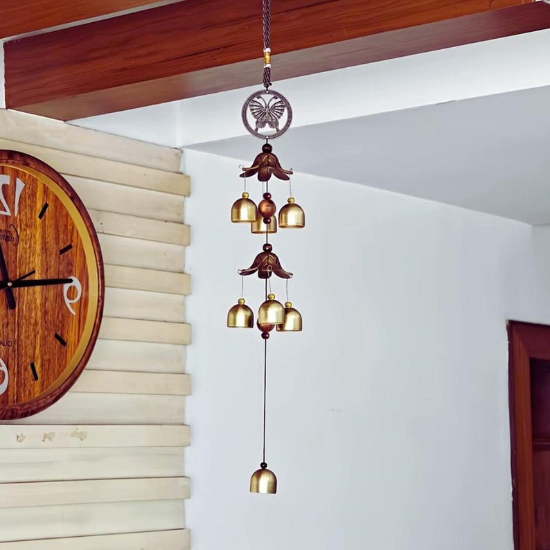 Feng Shui Brass Bell Wind Chime: Garden & Meditation Decor