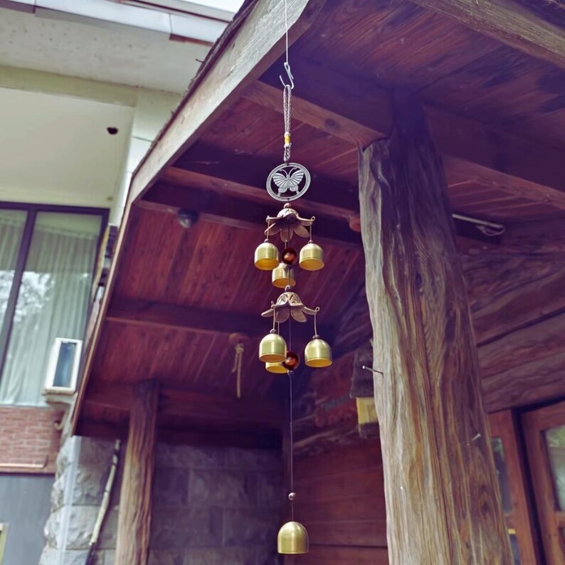 Feng Shui Brass Bell Wind Chime: Garden & Meditation Decor