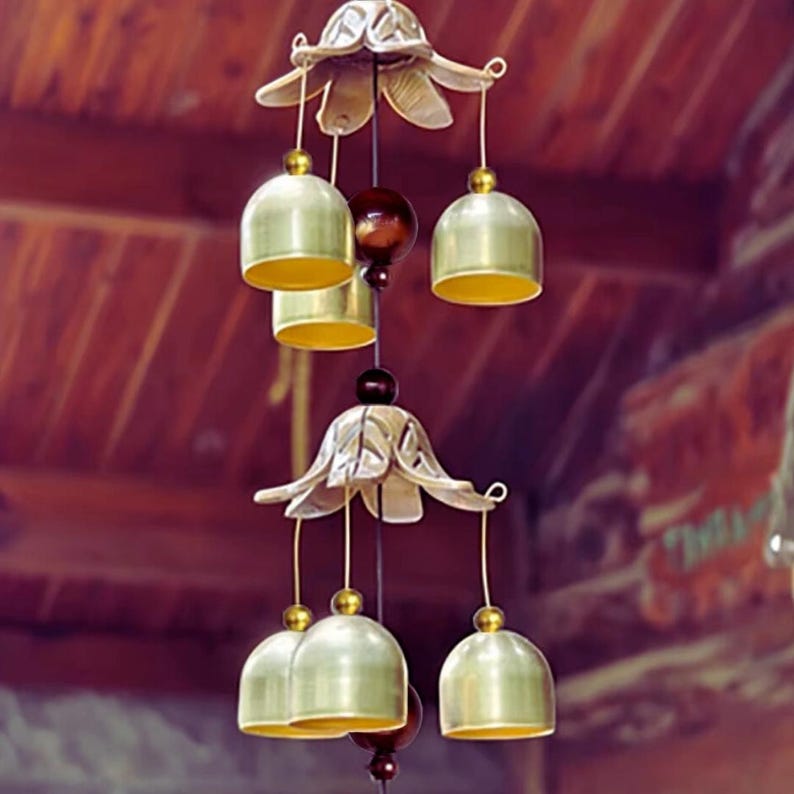 Feng Shui Brass Bell Wind Chime: Garden & Meditation Decor