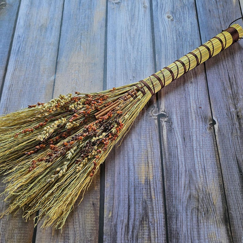 Handmade Cinnamon Scented Hawk Tail Broom: Cottagecore Fall Decor