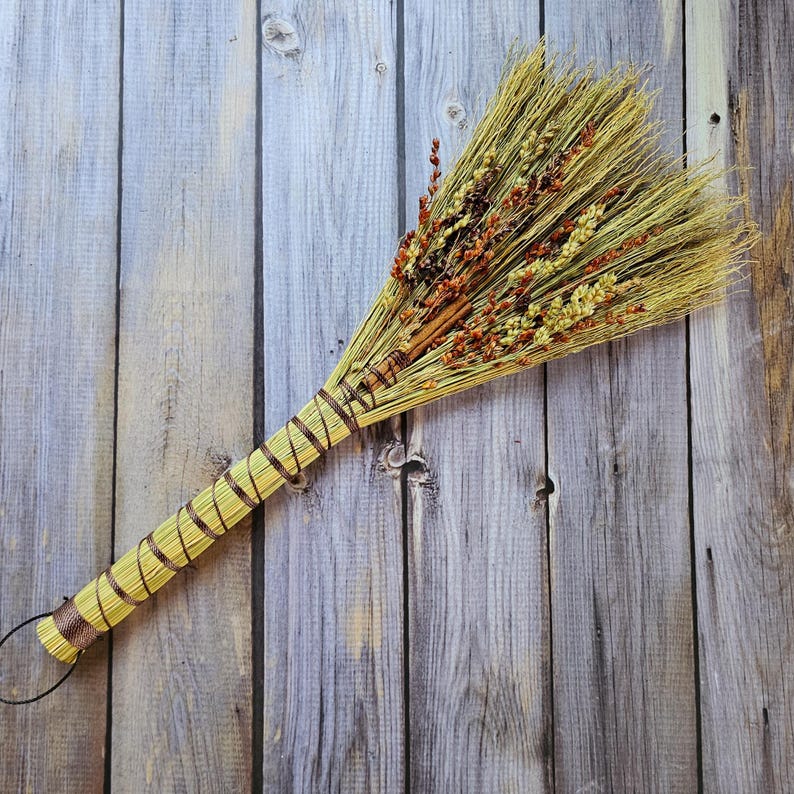 Handmade Cinnamon Scented Hawk Tail Broom: Cottagecore Fall Decor