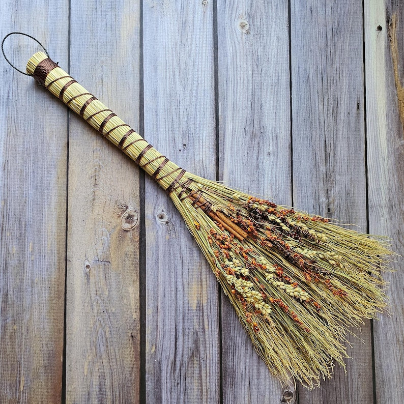Handmade Cinnamon Scented Hawk Tail Broom: Cottagecore Fall Decor