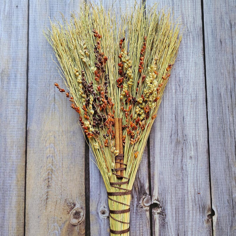 Handmade Cinnamon Scented Hawk Tail Broom: Cottagecore Fall Decor