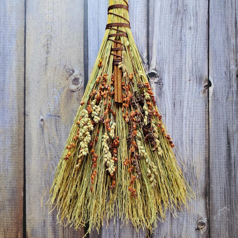 Handmade Cinnamon Scented Hawk Tail Broom: Cottagecore Fall Decor