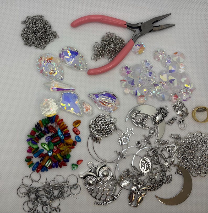 Crystal Suncatcher Kit, Owl & Moon 420pc Rainbow Light Catcher Craft Set, Boho Window Hanging, Gift for DIY Maker, Enchanted Home Accessory