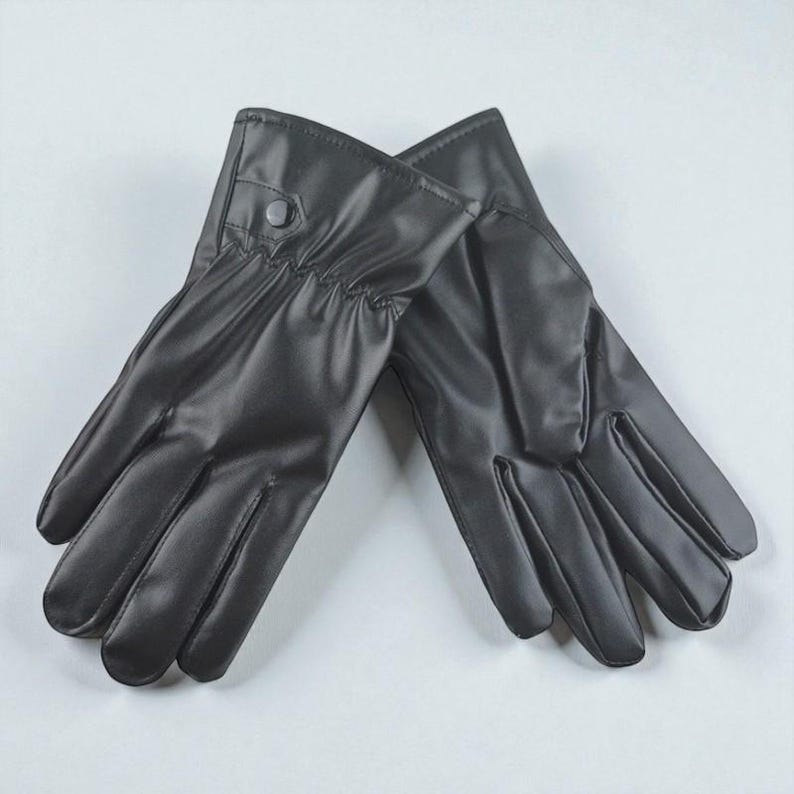 Men’s Black Leather Driving Gloves – Warm Lined Winter Gloves