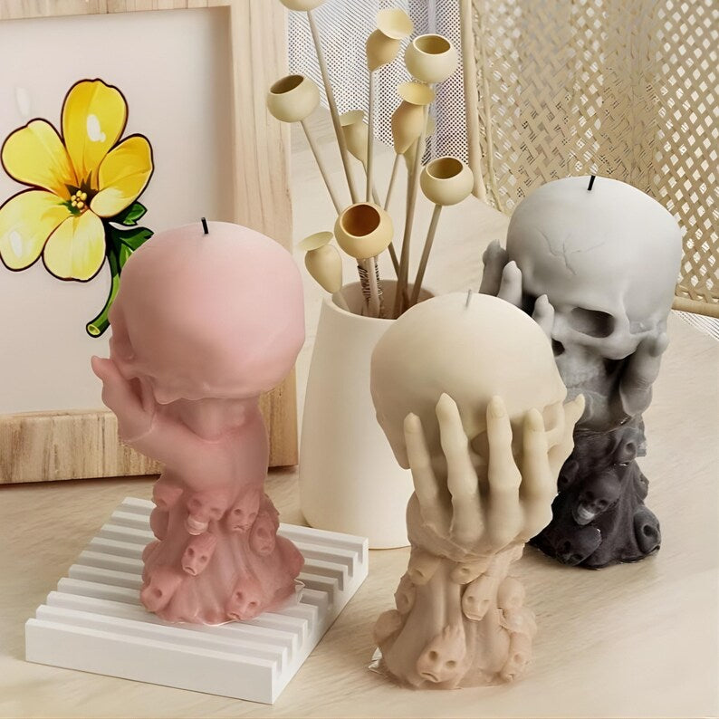 Silicone Mold: Craft Gothic Magic with Our Hand and Skull mold – Perfect for Candles & Resin Art, Turn Wax or Soap into Dark Witchy Art