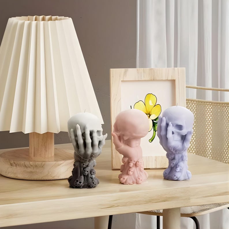 Silicone Mold: Craft Gothic Magic with Our Hand and Skull mold – Perfect for Candles & Resin Art, Turn Wax or Soap into Dark Witchy Art