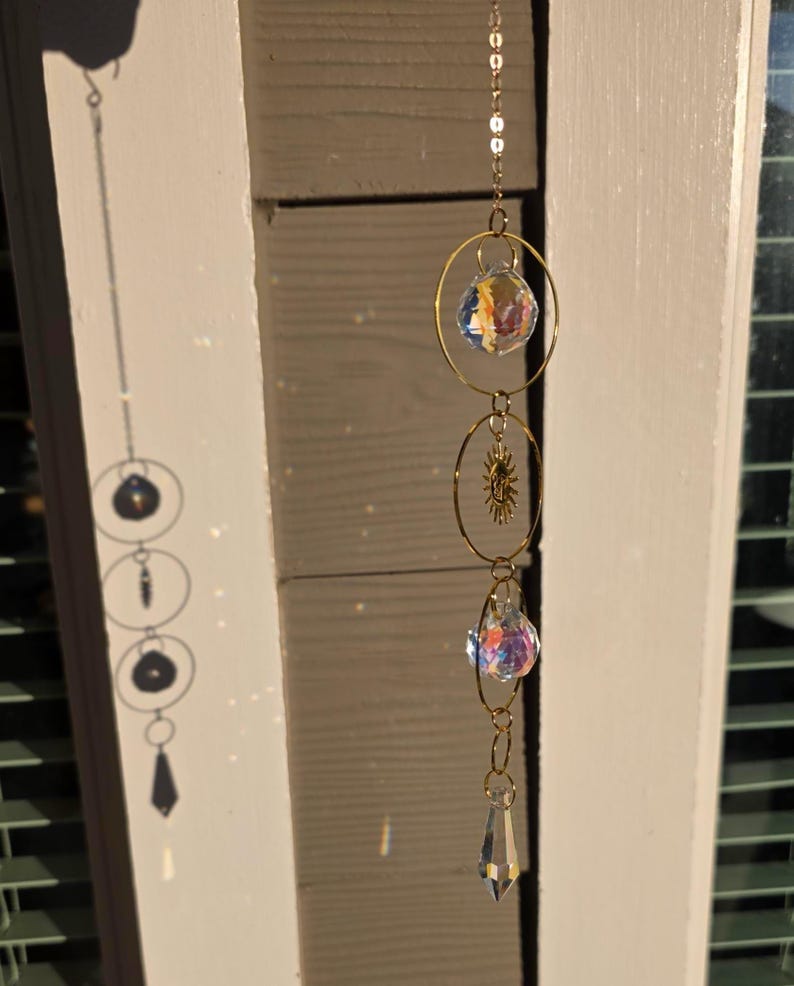 Celestial Sun Catcher • Crystal Window Prism • Rainbow Maker • Gothic Gift • Handmade Sunlight Catcher