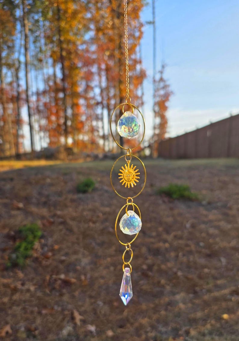 Celestial Sun Catcher • Crystal Window Prism • Rainbow Maker • Gothic Gift • Handmade Sunlight Catcher