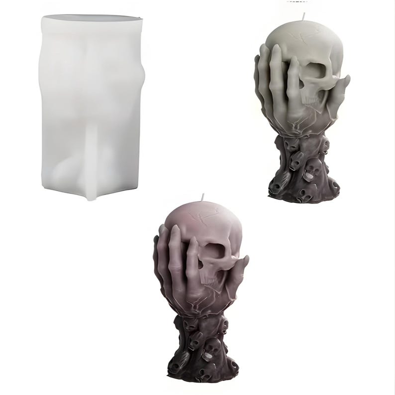 Silicone Mold: Craft Gothic Magic with Our Hand and Skull mold – Perfect for Candles & Resin Art, Turn Wax or Soap into Dark Witchy Art
