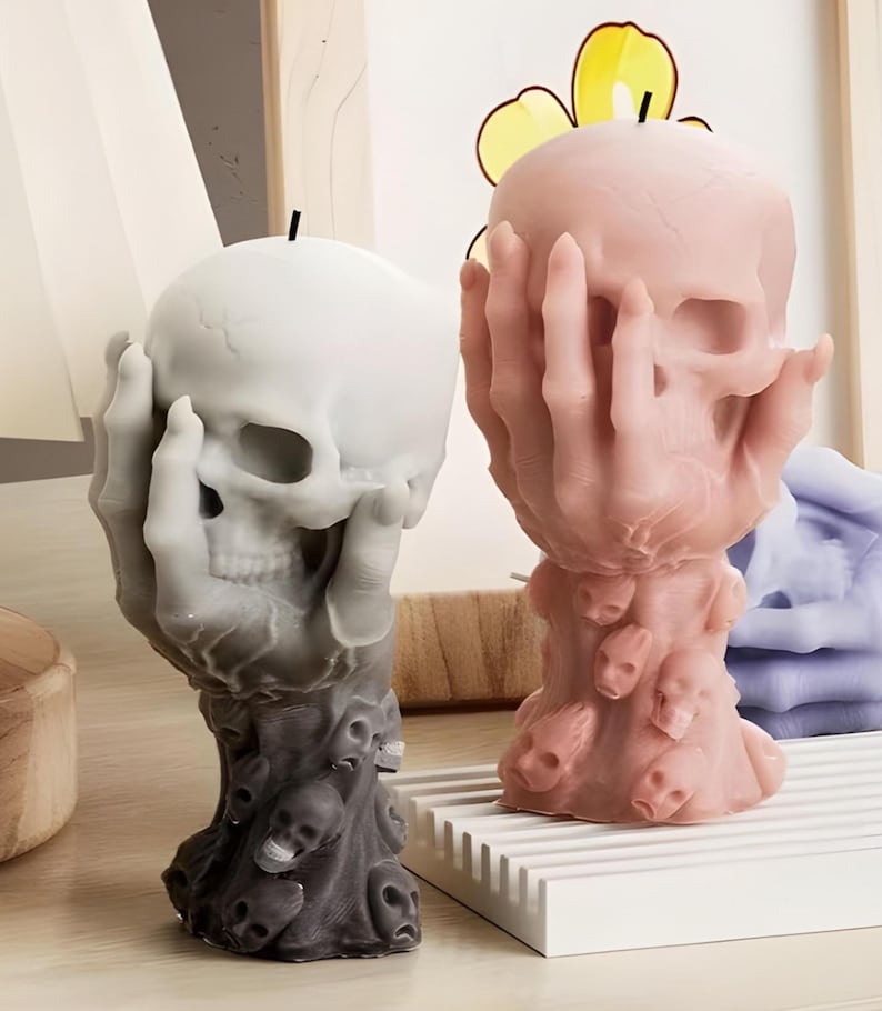 Silicone Mold: Craft Gothic Magic with Our Hand and Skull mold – Perfect for Candles & Resin Art, Turn Wax or Soap into Dark Witchy Art