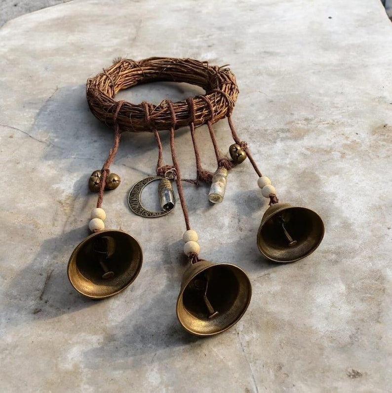 Classic Witch Protection Bell Witchy Bells for Spiritual Protection Decor Altar Door Wall Hanging