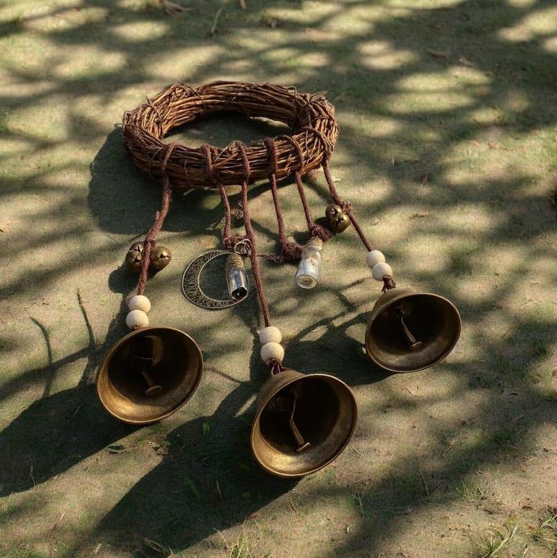 Classic Witch Protection Bell Witchy Bells for Spiritual Protection Decor Altar Door Wall Hanging